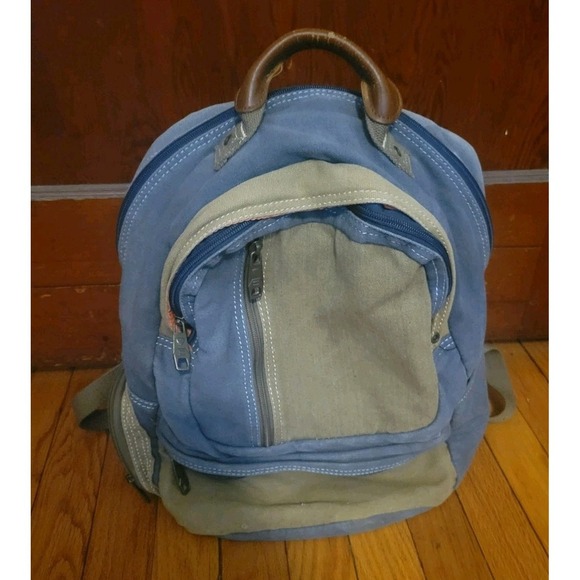 Perry Ellis Accessories - Vintage Perry Ellis Two Tone Canvas Multi Pocket Laptop Backpack *READ*